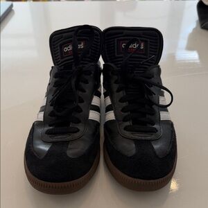 Adidas Men's Black and White Sneakers with Gum Sole